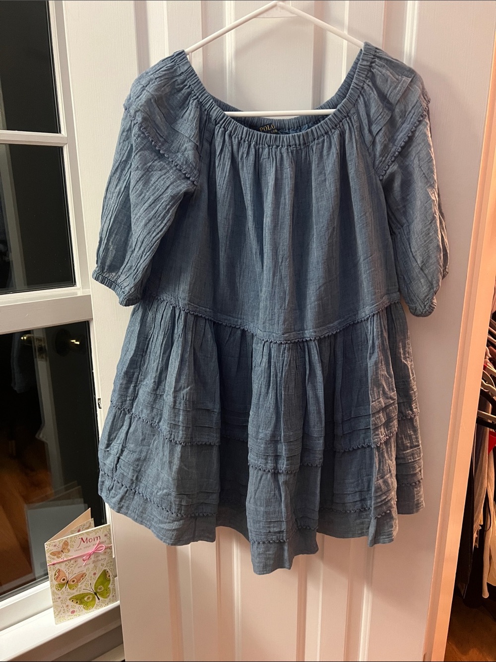 NO OFFERS Polo by Ralph Lauren Blue Tiered Cotton Gauze Dress
